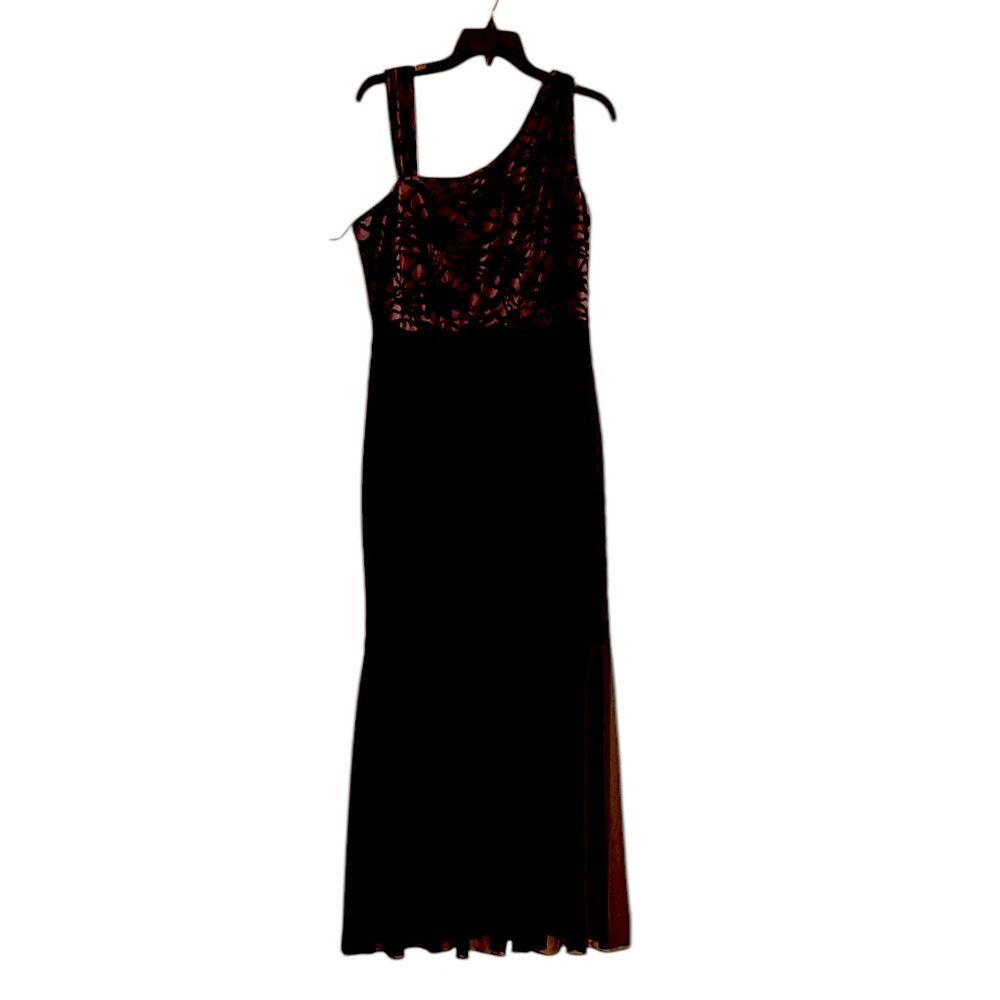R&M Richards Black Lace Evening Dress Gown size 16 EW4